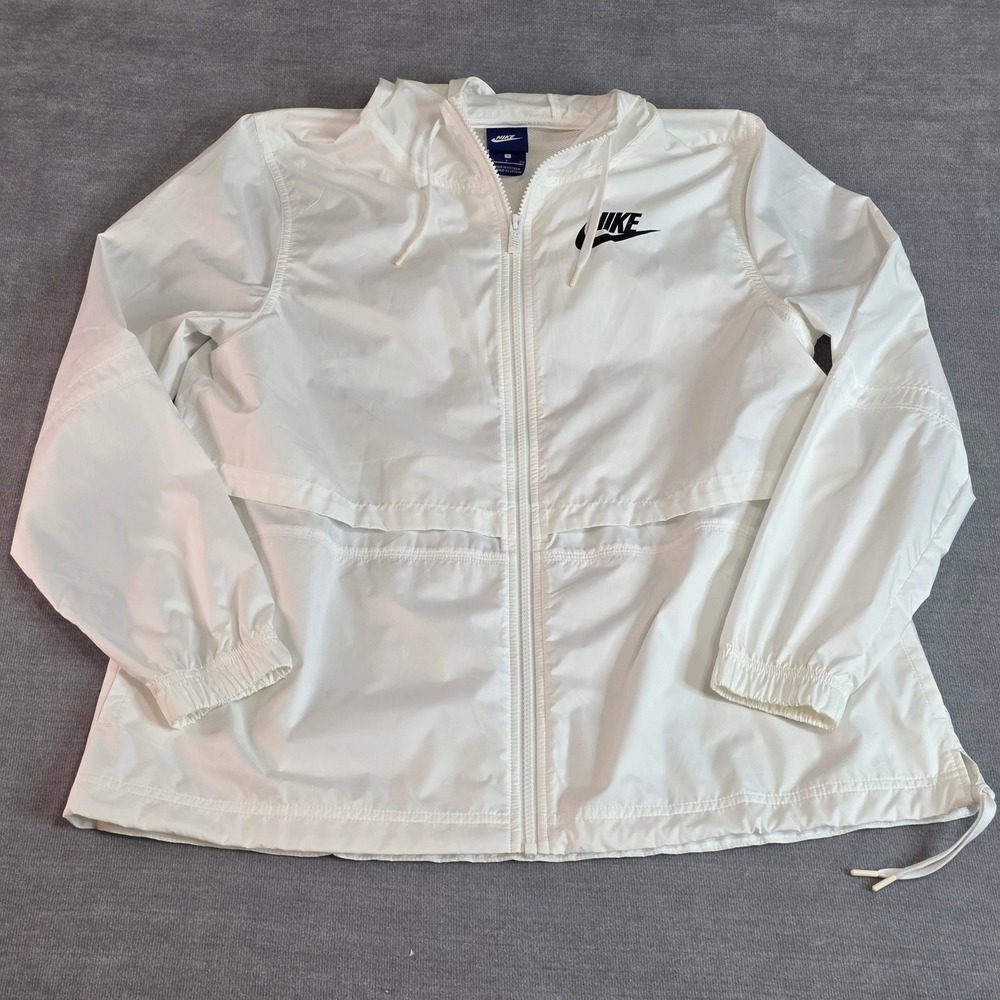 Nike Windrunner Jacket Women Small White AJ2982-101 Hooded Mesh Lined Sportswear